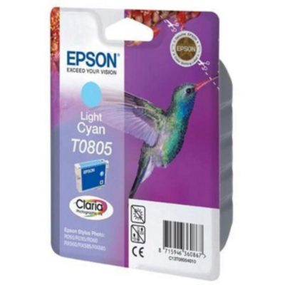 Epson Hummingbird T0805 Claria Photographic Ink, Ink Cartridge, Light Cyan Single Pack, C13T08054010 Epson Hummingbird T0805 Claria Photographic Ink, Ink Cartridge, Light Cyan Single Pack, C13T08054010